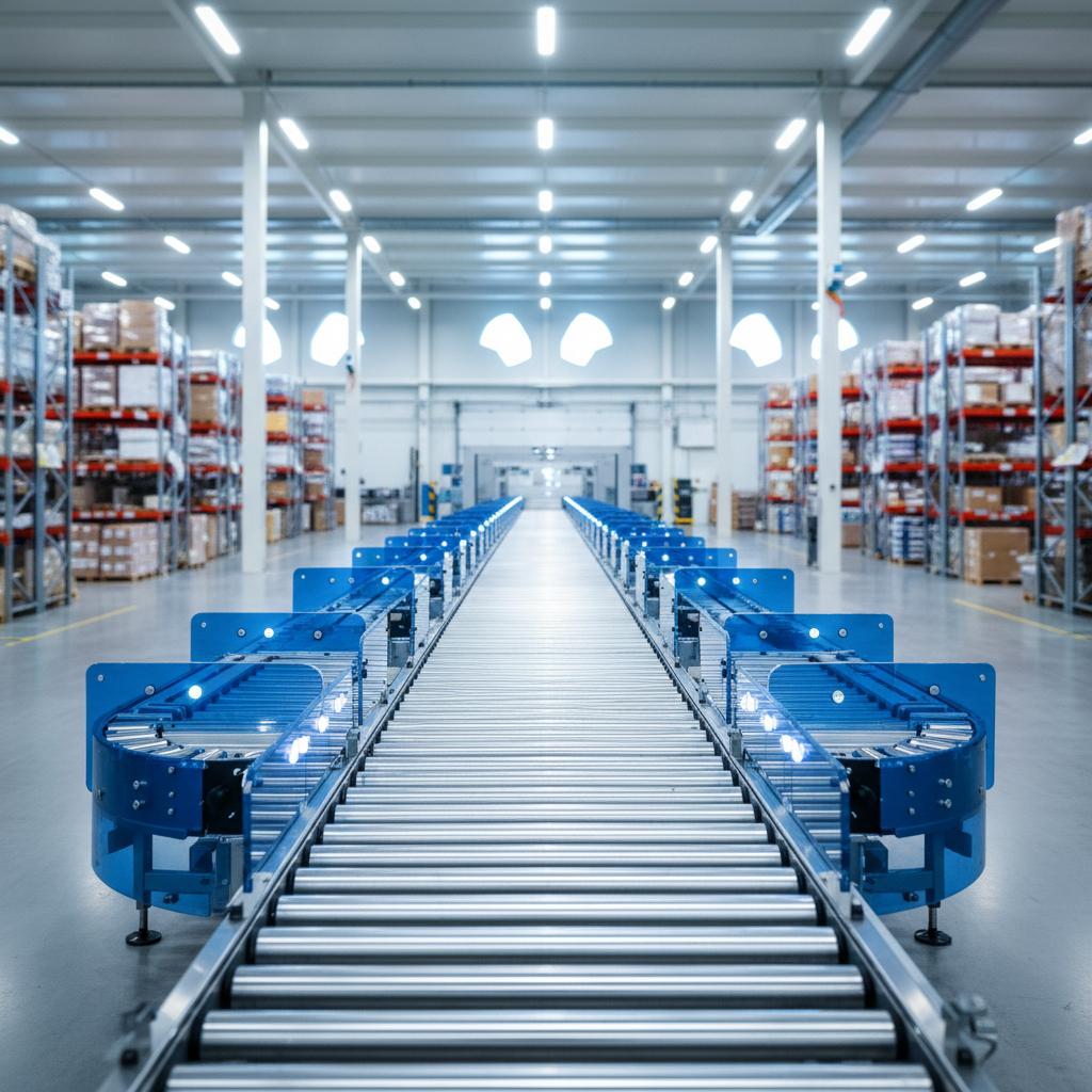 Ein modernes, energieeffizientes Rollenfördersystem mit MDR-Technologie in einem sauberen Benelux-Lager.