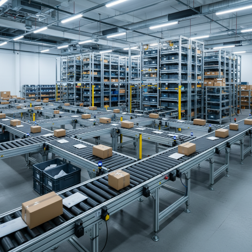 Compact transportsysteem in een modern Micro-Fulfillment Center in de Benelux.