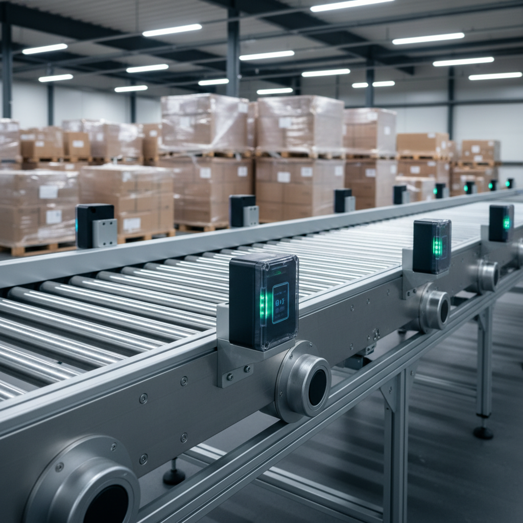 A modern conveyor system in a Benelux warehouse equipped with smart sensors for predictive maintenance.